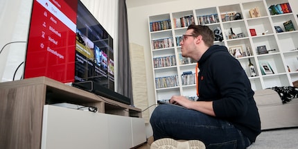 I didn’t even need my glasses when I was this close to the TV. PS Extra points if you spot Porgi on the bookcase.