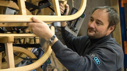 Erwin Dreier with the original Davos sled.