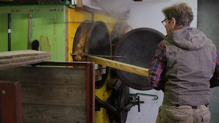 The ash wood is softened in the bending shop under the action of steam ...