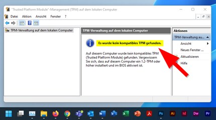 Nein, dieser PC hat kein TPM.