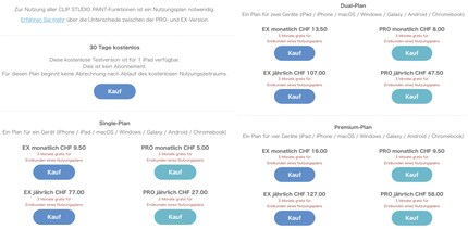 Clip Studio Paint is available in various subscription options.