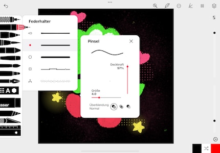 The brush selection is quite limited and not expandable.