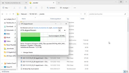 My new LAN connection delivers pretty much exactly the expected two-and-a-half-time performance boost.