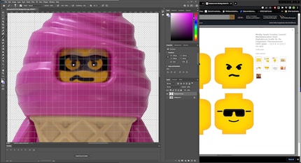 Nachdem ich das Gesicht von Stevie in Photoshop gelöscht habe, zeichne ich ihm ein neues.