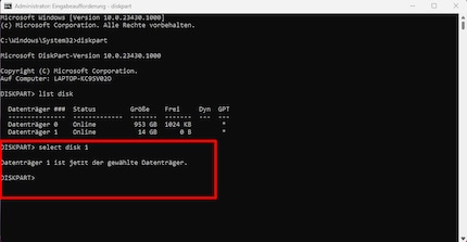 Wähl das richtige Laufwerk aus…