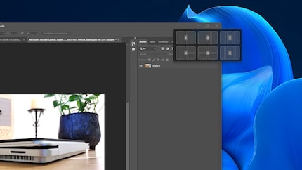 Press Windows Key + Z to open a numbered layout overview. Select the desired layout by pressing the corresponding number. Next, select the desired position for the window by again pressing the corresponding number.
