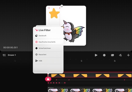 Live-Filter lassen sich ebenfalls animiert auf deine Objekte anwenden.