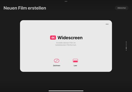 Beginne dein eigenes Projekt mit der Auswahl der Grösse.