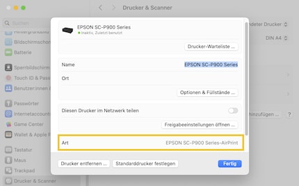 Achtung, falsch! Wenn du bei deinem Drucker «AirPrint» siehst, installiere ihn neu.