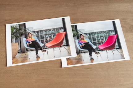 Ohne richtiges ICC-Profil (links) stimmen die Farben auf diesem Hahnemühle-Papier überhaupt nicht. Mit dem korrekten Profil des Herstellers (rechts) hingegen schon.