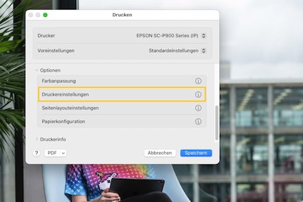 Bei Epson findest du die Papiereinstellungen gut versteckt unter «Druckeinstellungen».