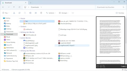 Die Inhaltsvorschau kann nützlich sein, wenn du ähnliche Dokumentnamen hast.