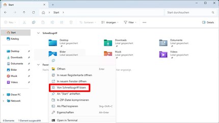 Auch den Schnellzugriff, den Windows selber festlegt, kannst du individualisieren.