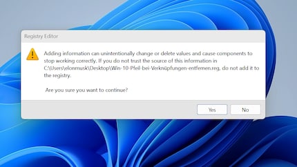 Diese Sicherheitsabfrage musst du mit «JA» bestätigen.