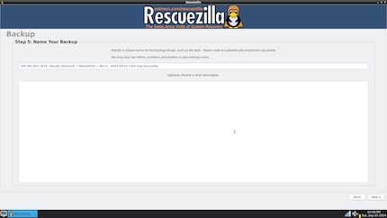 Enter the backup name.