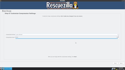 Select the compression format and compression level.