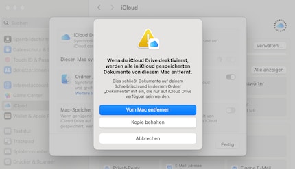 MacOS warns you about the risks of turning off synchronisation.