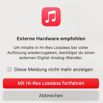For Hi-Res Lossless, Apple Music recommends using an external DAC converter.