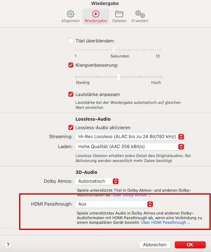 Hier schaltest du HDMI-Passthrough ein.